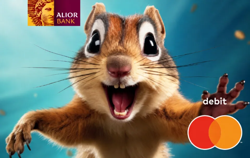 Alior Mastercard Debit Kids (Squirrel) — Alior Bank · Diseño de tarjeta